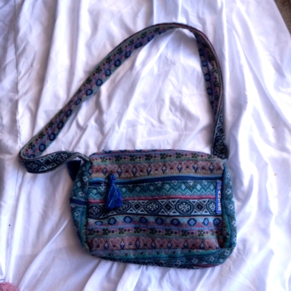 ANTER Textile Crossbody Shoulder Bag Purse Multicolor, Lined Zip Closure